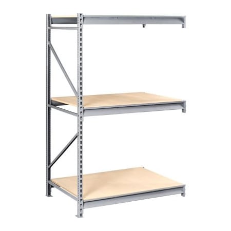 Tennsco Tennsco Bulk Storage Rack - 48"W x 48"D x 120"H - Add-On - 3 Shelf Levels - Wood Deck - Light Gray BU-4848120PA-LGY